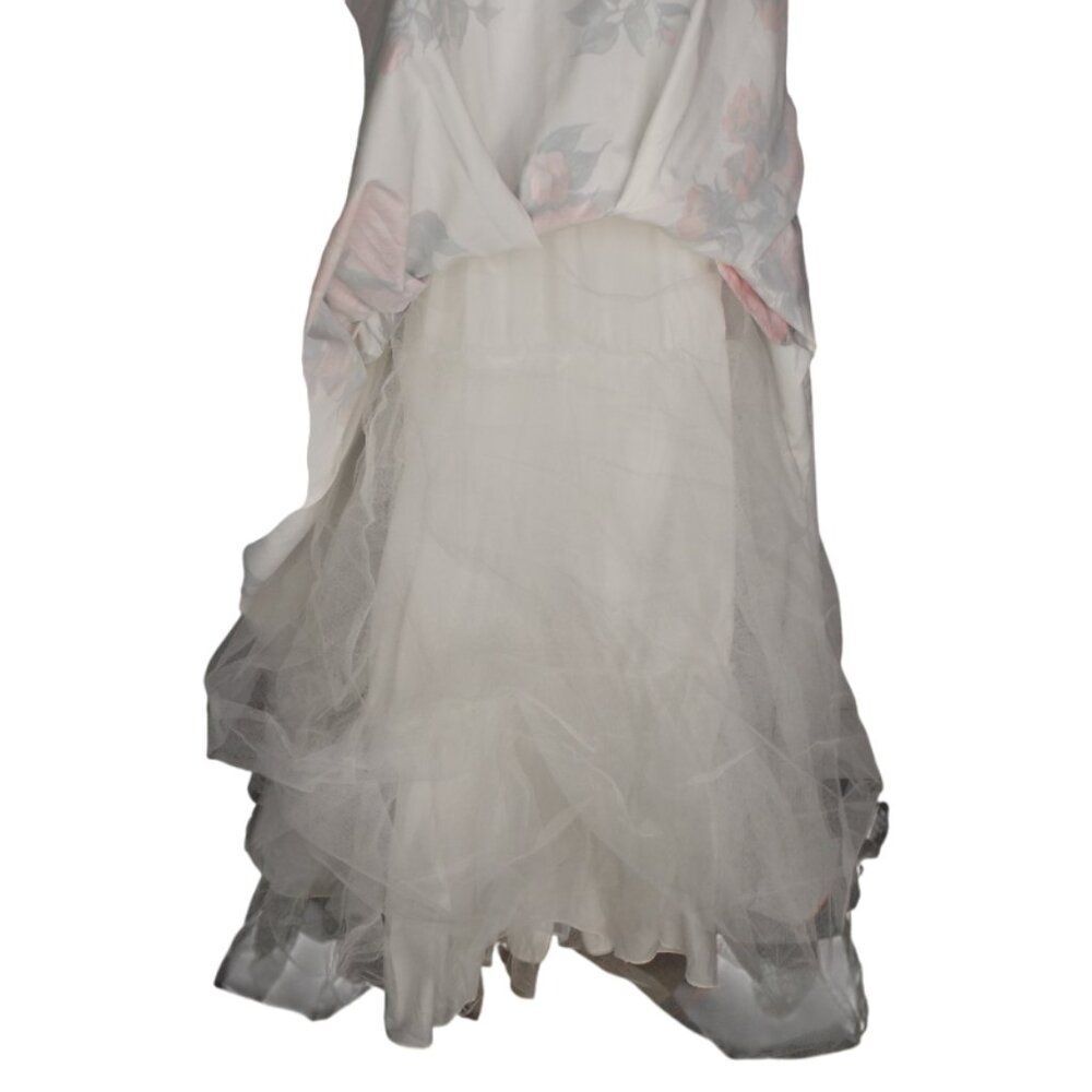 JVN BY JOVANI Gown/Dress, 8, White/Red-pink Roses, Side Cut out, Full Skirt - Picture 9 of 15
